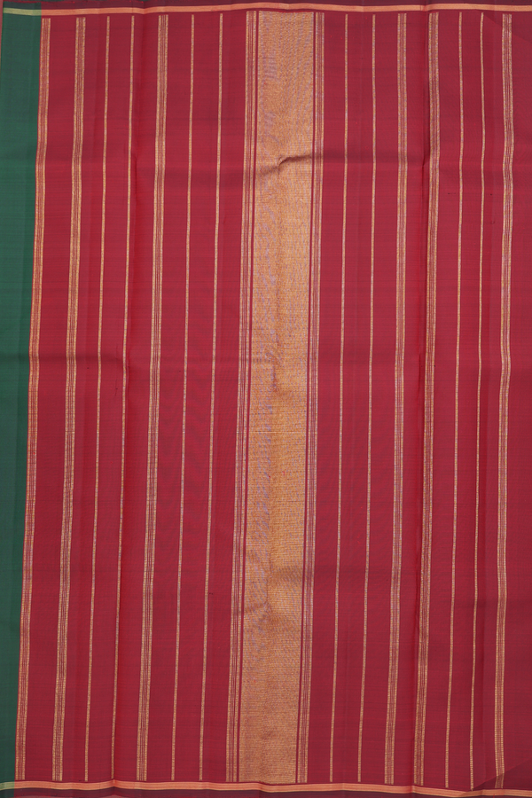 Kanchipuram Silk Saree In Forest Green With Peacock Border