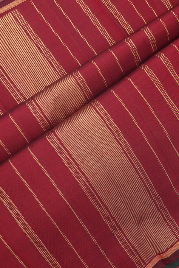 Kanchipuram Silk Saree In Forest Green With Peacock Border