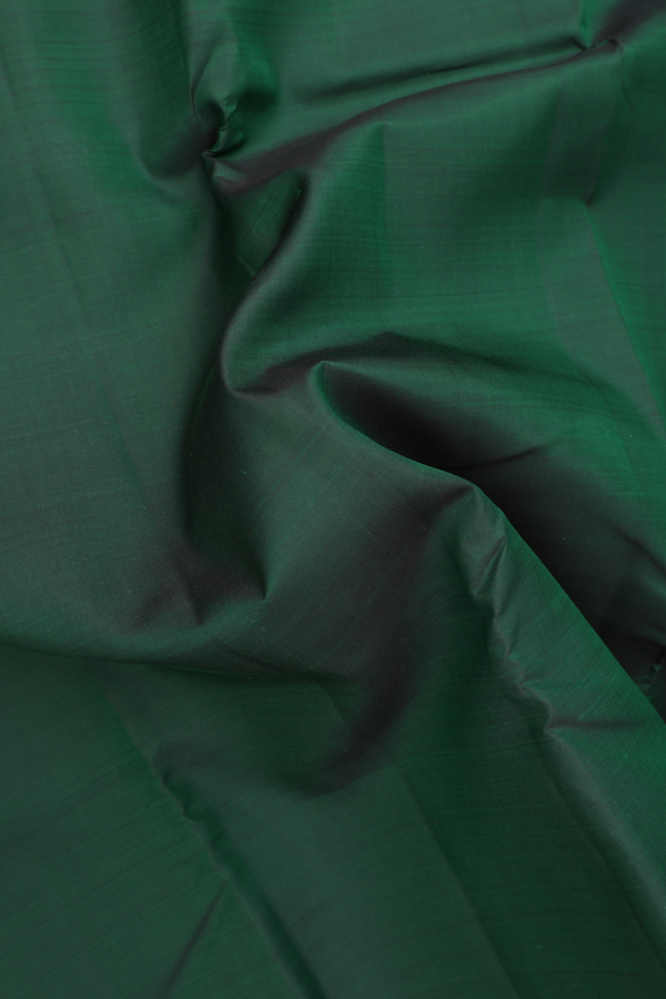Kanchipuram Silk Saree In Forest Green With Peacock Border