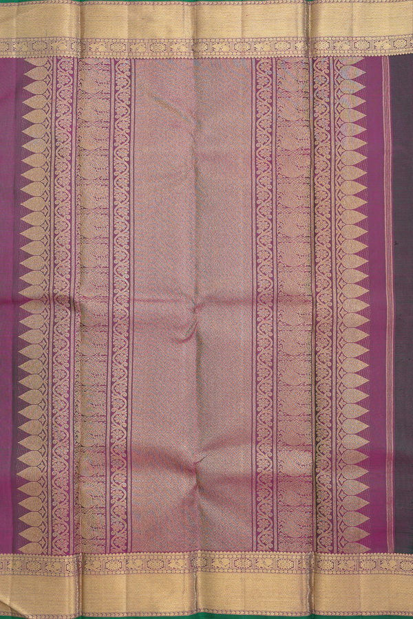 Kanchipuram Silk Saree In Forest Green With Peacock Buttas
