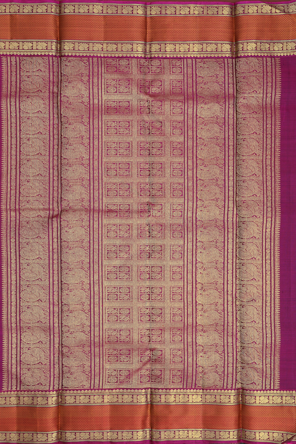 Kanchipuram Silk Saree In Forest Green With Peacock Buttas