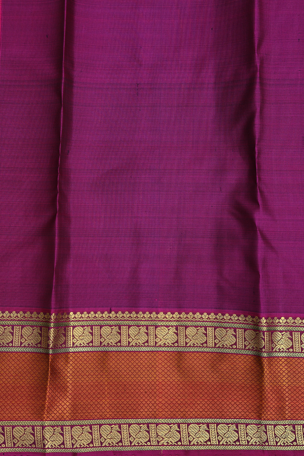 Kanchipuram Silk Saree In Forest Green With Peacock Buttas
