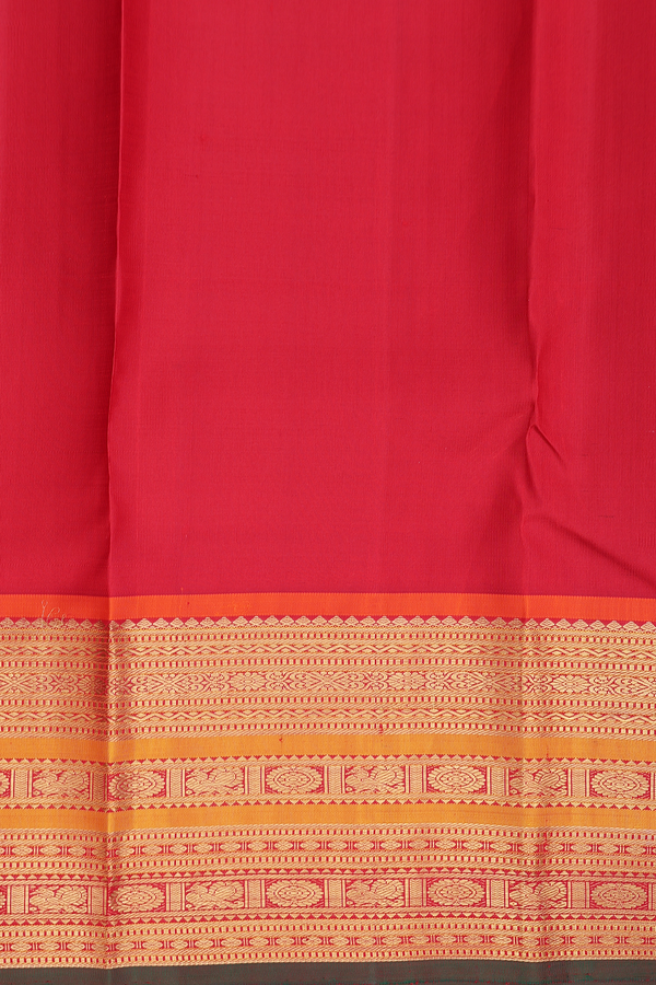 Kanchipuram Silk Saree In Forest Green With Rudraksh Buttis