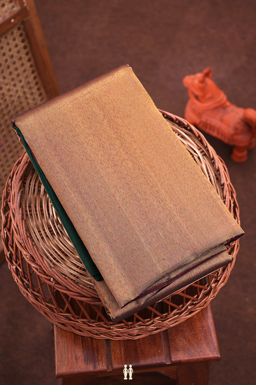 Kanchipuram Silk Saree In Forest Green With Step Border