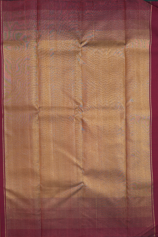 Kanchipuram Silk Saree In Forest Green With Step Border