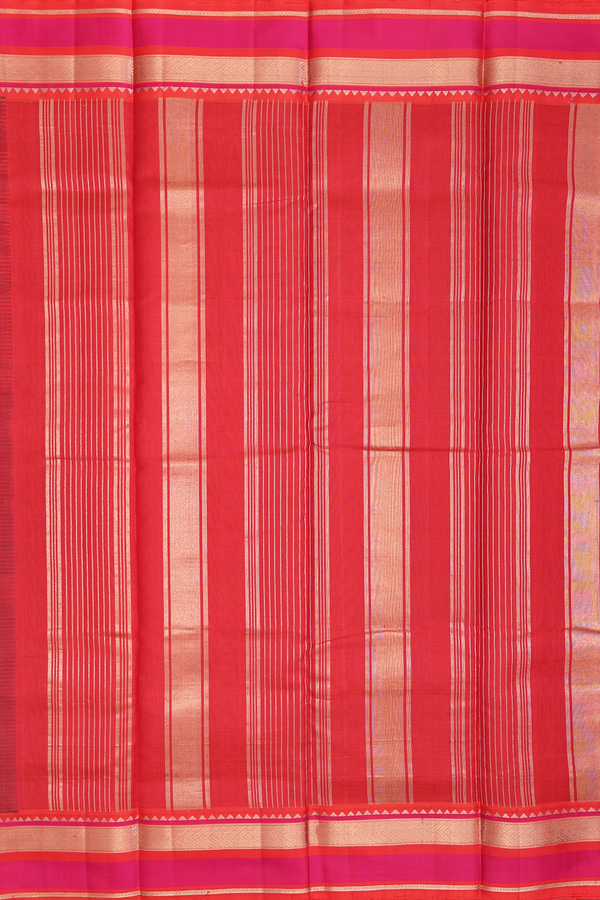 Kanchipuram Silk Saree In Forest Green With Stripes Design