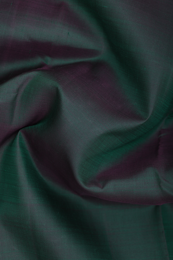 Kanchipuram Silk Saree In Forest Green With Temple Border