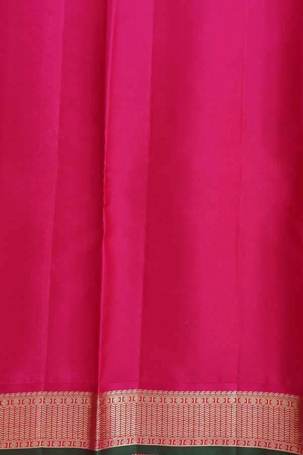 Kanchipuram Silk Saree In Forest Green With Zari  Buttas