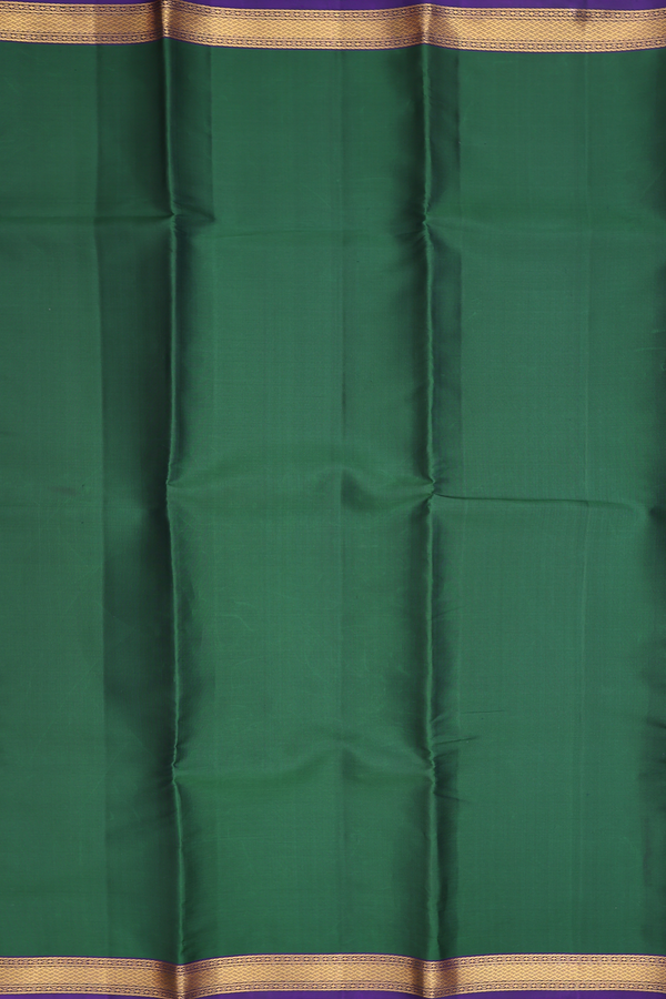 Kanchipuram Silk Saree In Forest Green With Zari Border