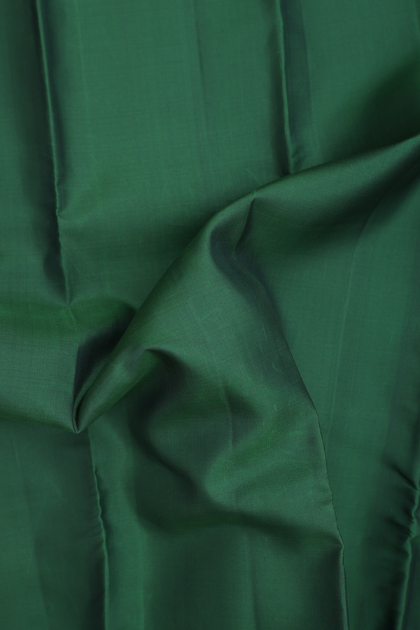 Kanchipuram Silk Saree In Forest Green With Zari Border