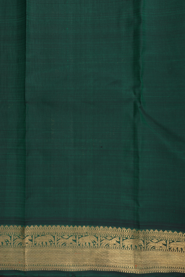 Kanchipuram Silk Saree In Forest Green With Zari Buttas
