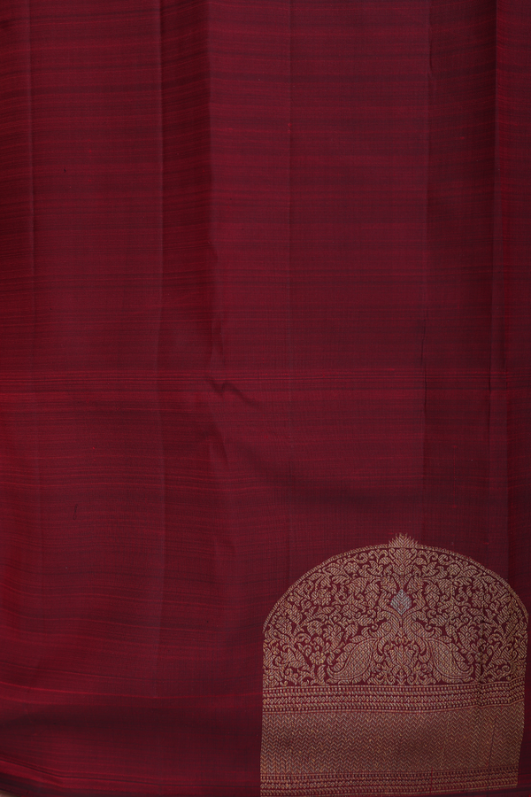Kanchipuram Silk Saree In Forest Green With Zari Buttas