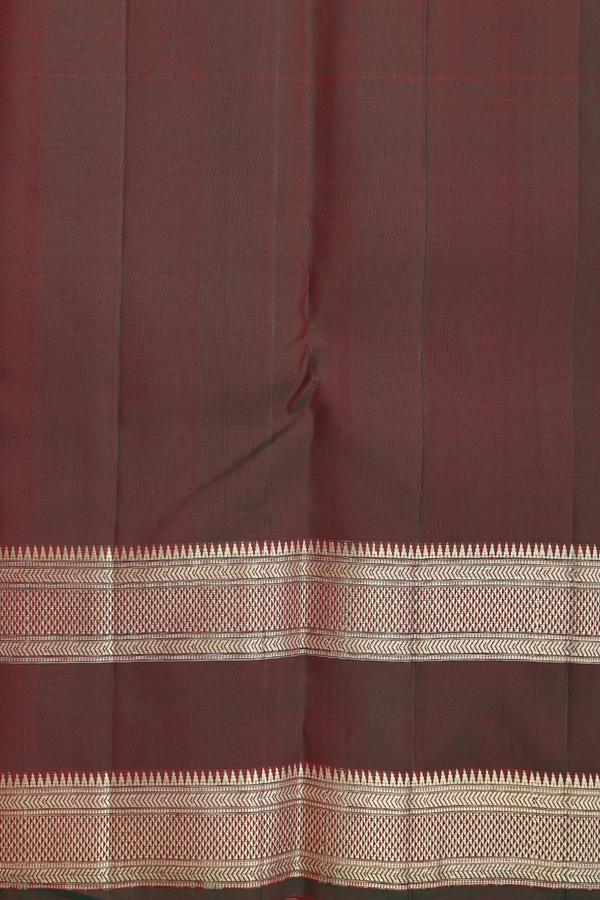 Kanchipuram Silk Saree In Ginger Orange With Floral Buttas