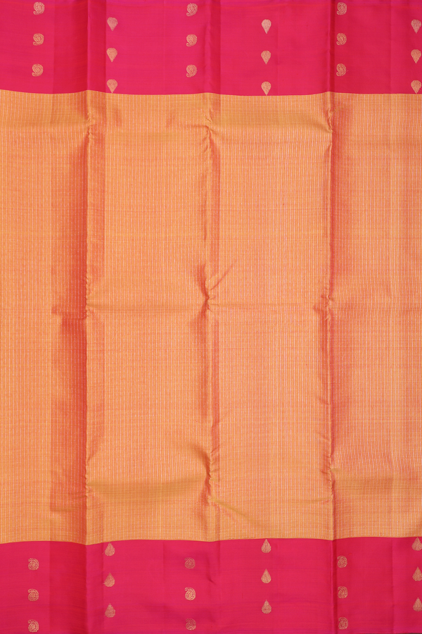 Kanchipuram Silk Saree In Orange With Stripes Design