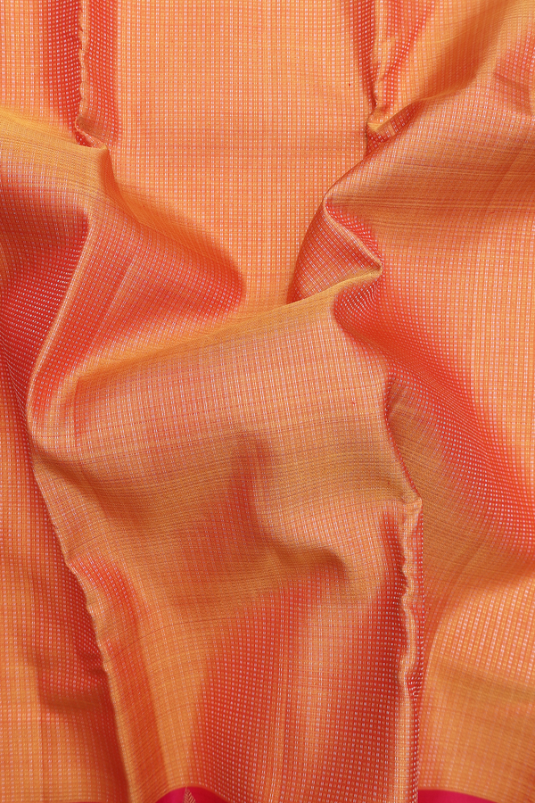 Kanchipuram Silk Saree In Orange With Stripes Design