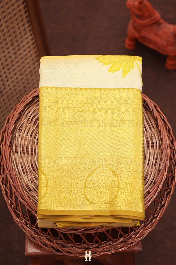 Kanchipuram Silk Saree In Gold Tissue With Leaf Design