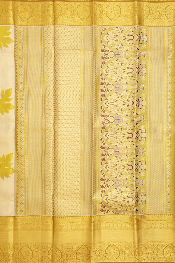Kanchipuram Silk Saree In Gold Tissue With Leaf Design