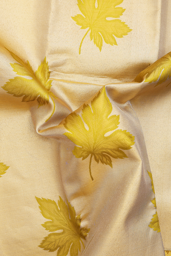 Kanchipuram Silk Saree In Gold Tissue With Leaf Design