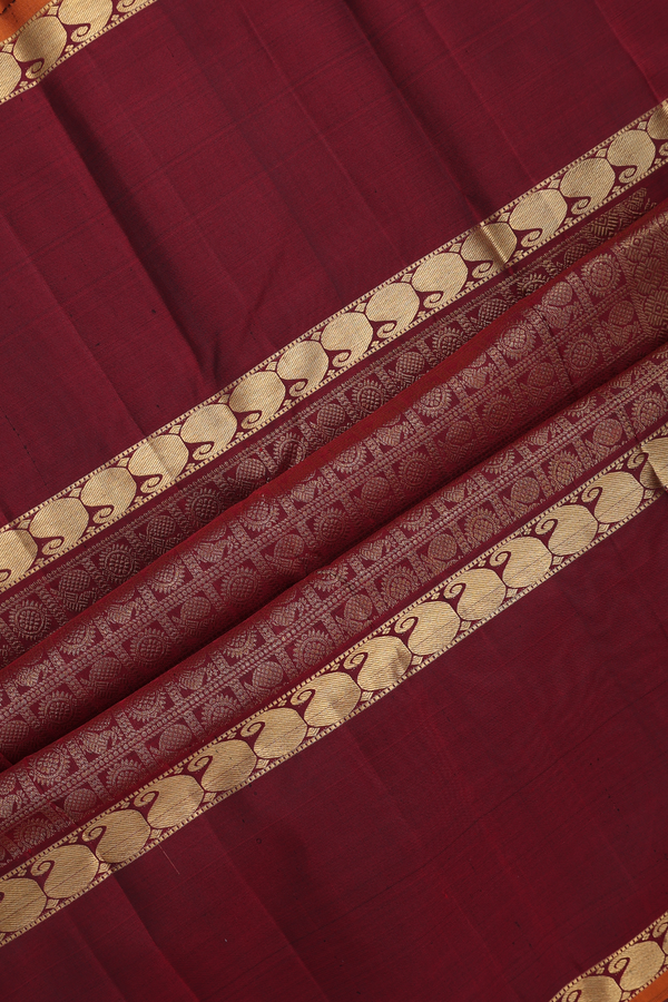 Kanchipuram Silk Saree In Golden Brown With Chakram Buttas