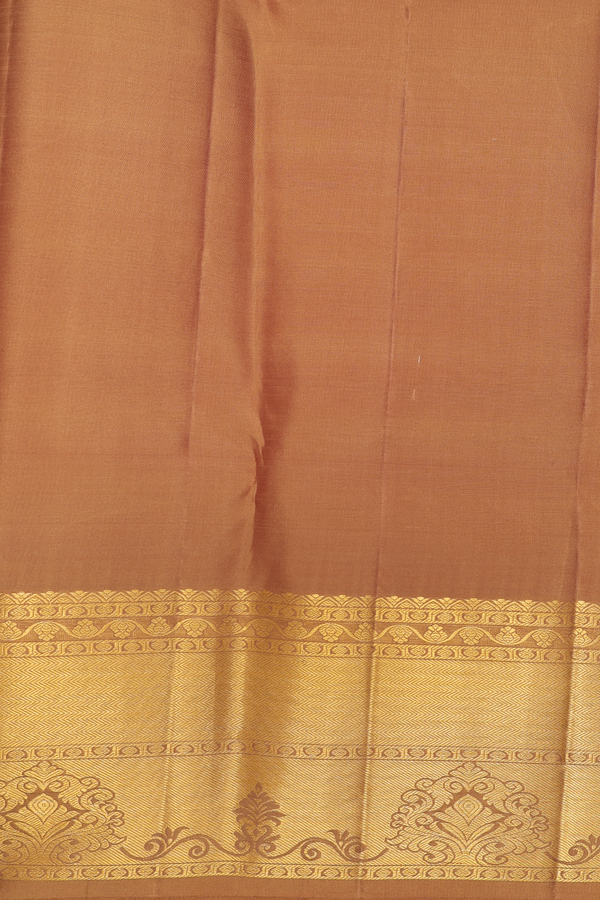 Kanchipuram Silk Saree In Golden Brown With Thilagam Buttas