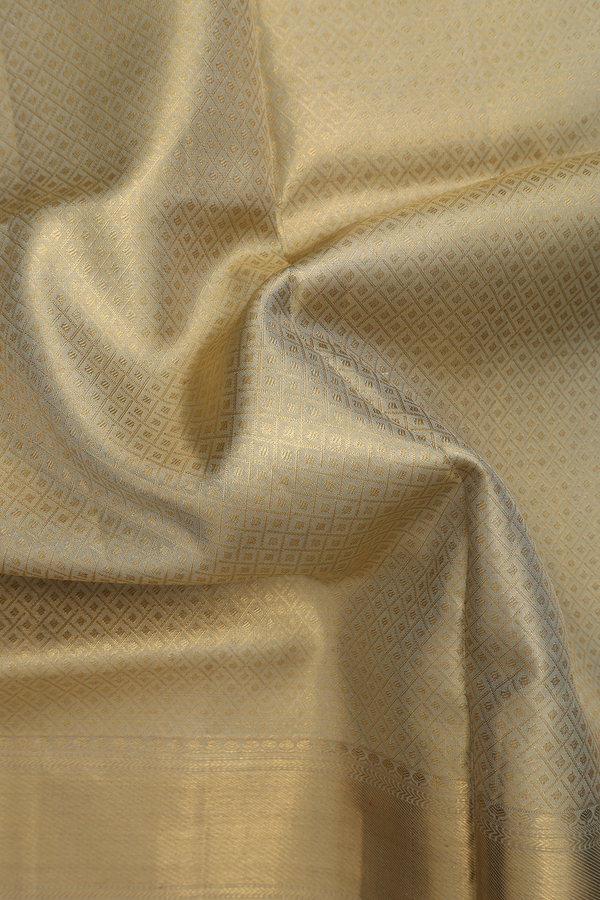 Kanchipuram Silk Saree In Golden Yellow With Brocade Design