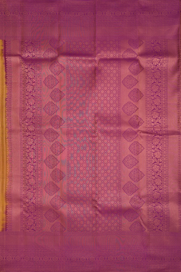 Kanchipuram Silk Saree In Golden Yellow With Brocade Design