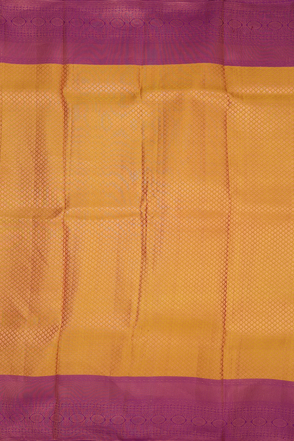 Kanchipuram Silk Saree In Golden Yellow With Brocade Design