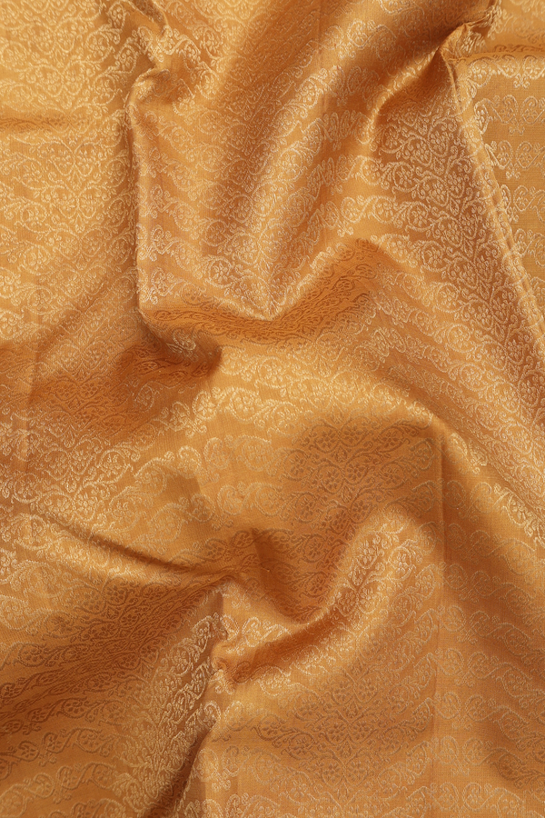 Kanchipuram Silk Saree In Golden Yellow With Brocade Design