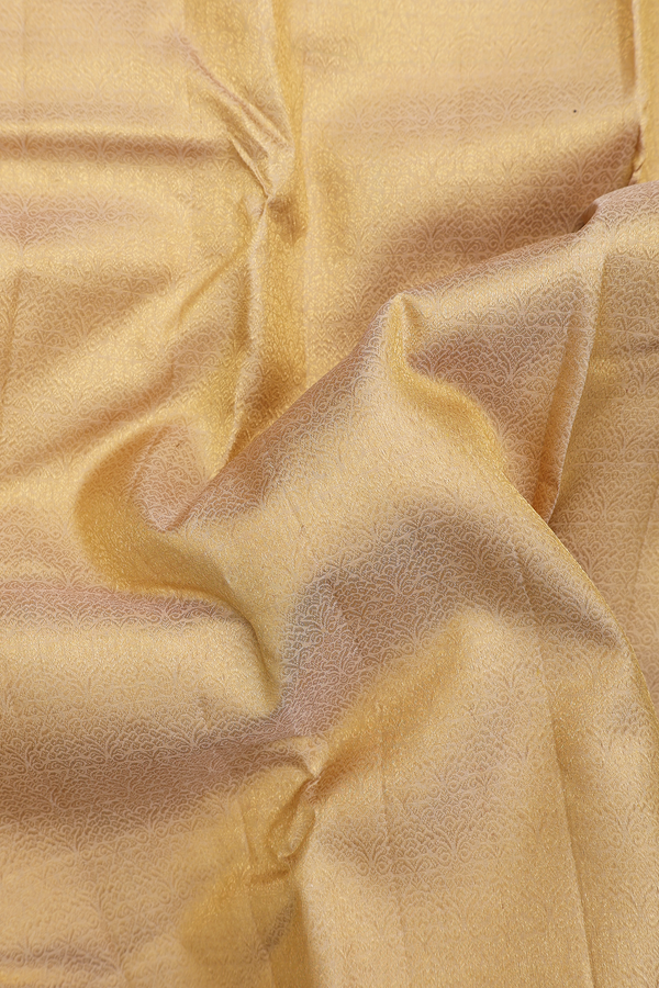 Kanchipuram Silk Saree In Golden Yellow With Brocade Design