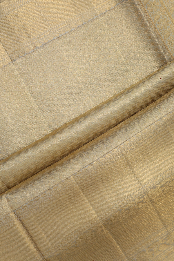 Kanchipuram Silk Saree In Golden Yellow With Brocade Design