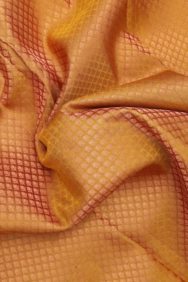 Kanchipuram Silk Saree In Golden Yellow With Brocade Design