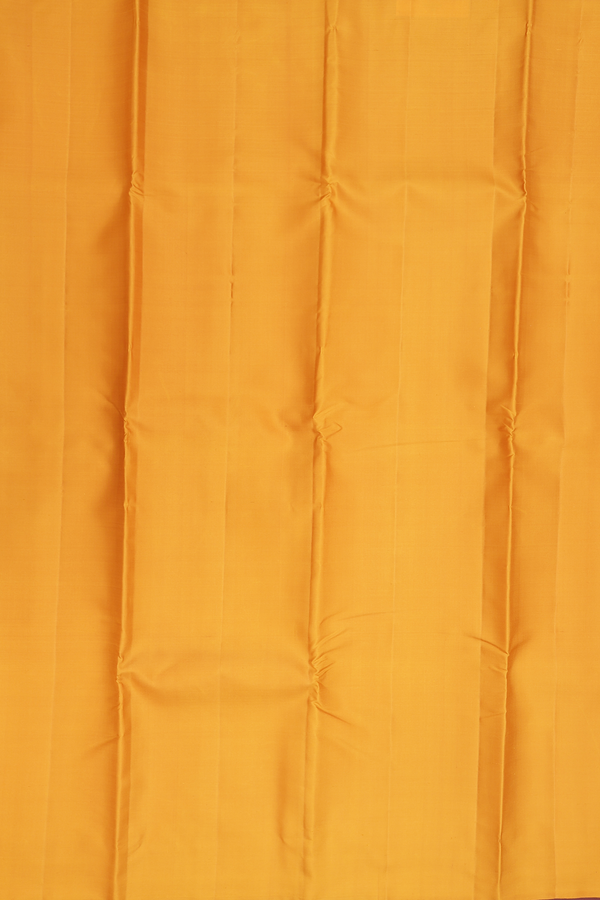 Kanchipuram Silk Saree In Golden Yellow With Light Weight