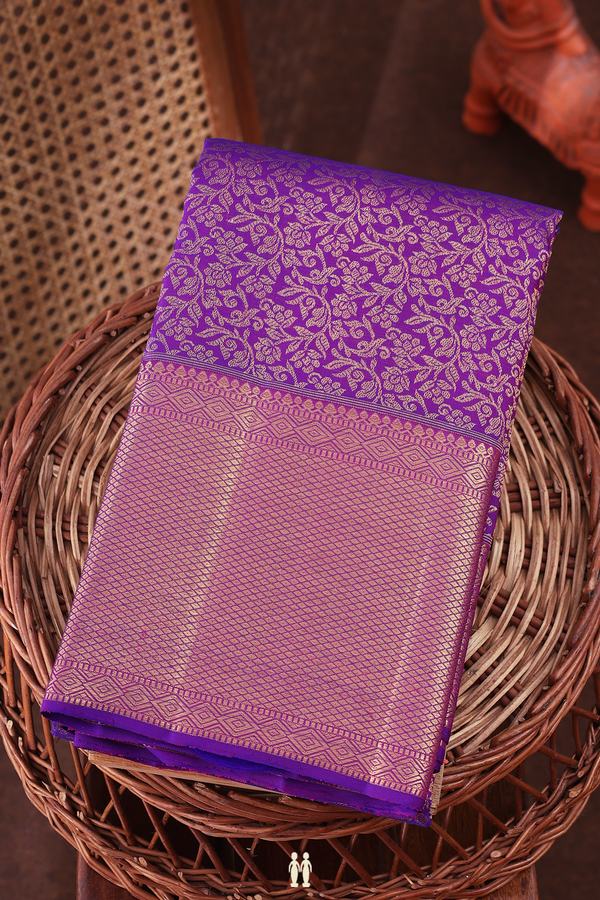 Kanchipuram Silk Saree In Grape Purple With Brocade Design
