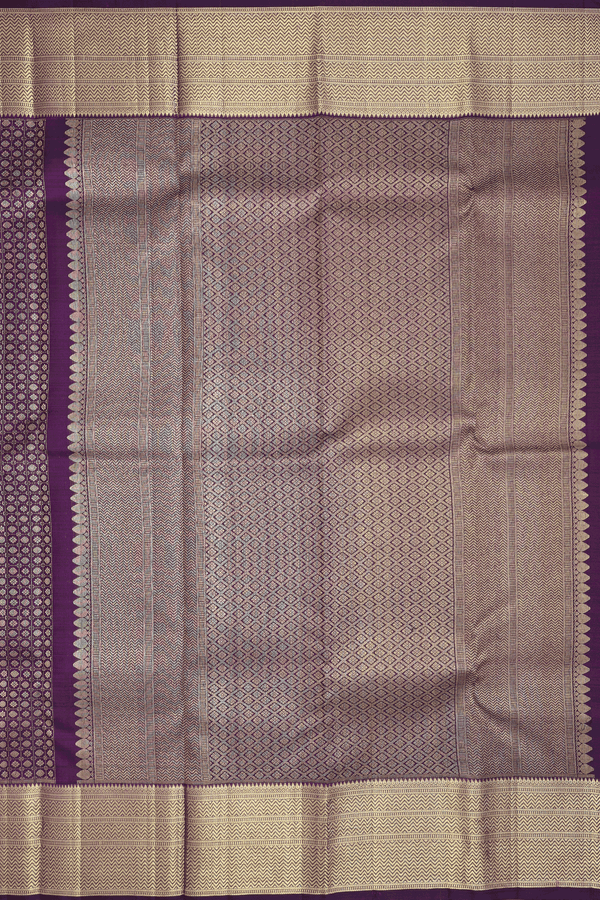 Kanchipuram Silk Saree In Grape Purple With Brocade Design