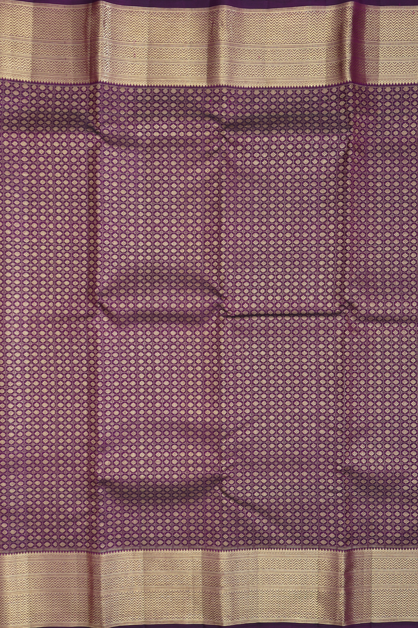 Kanchipuram Silk Saree In Grape Purple With Brocade Design