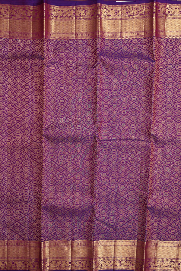 Kanchipuram Silk Saree In Grape Purple With Brocade Design
