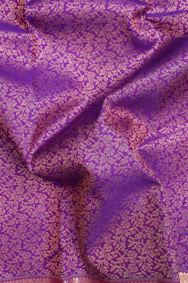 Kanchipuram Silk Saree In Grape Purple With Brocade Design