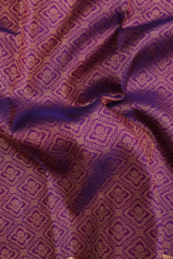 Kanchipuram Silk Saree In Grape Purple With Brocade Design