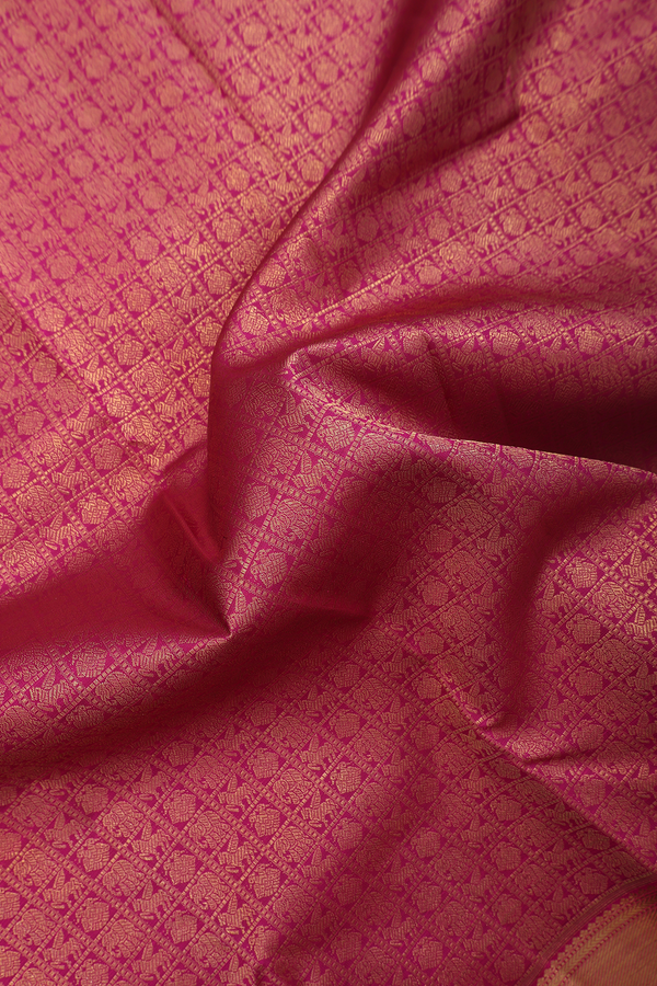 Kanchipuram Silk Saree In Grape Purple With Checks Design