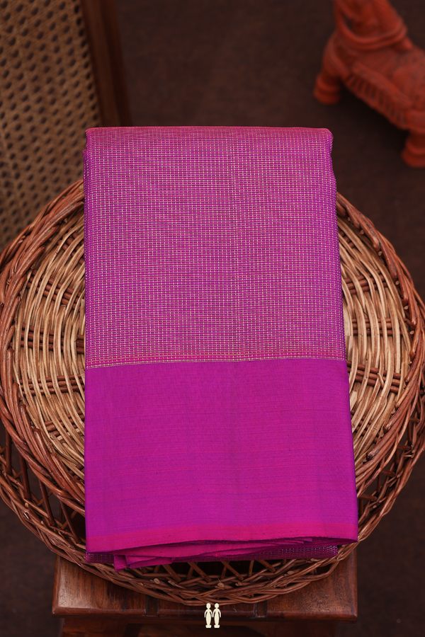 Kanchipuram Silk Saree In Grape Purple With Checks Design