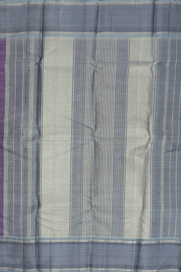 Kanchipuram Silk Saree In Grape Purple With Checks Design