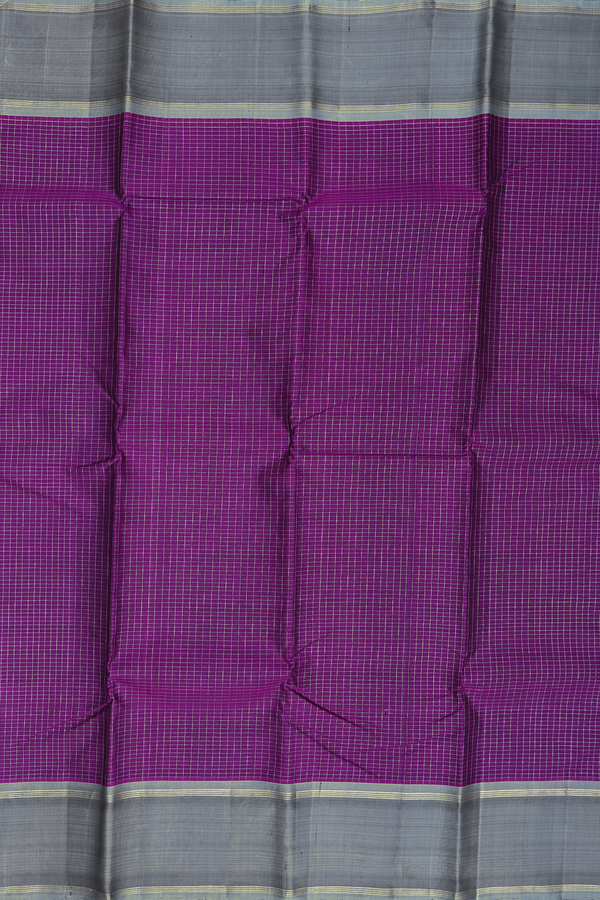 Kanchipuram Silk Saree In Grape Purple With Checks Design