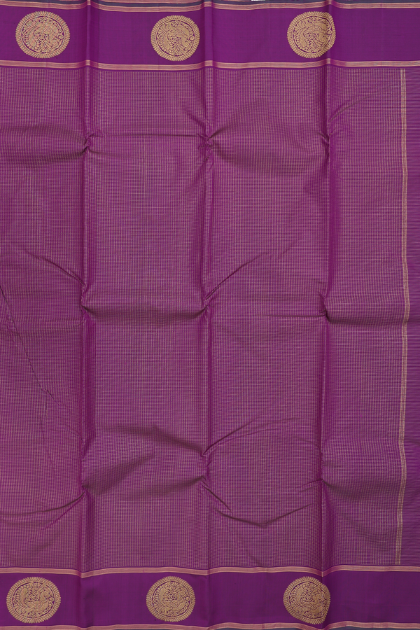 Kanchipuram Silk Saree In Grape Purple With Checks Design