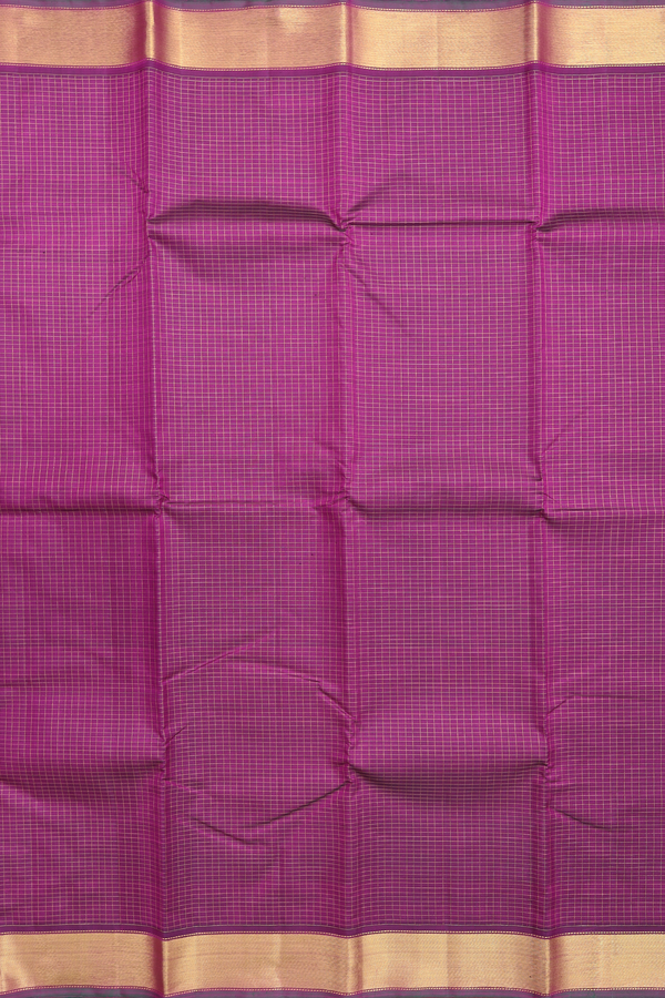 Kanchipuram Silk Saree In Grape Purple With Checks Design