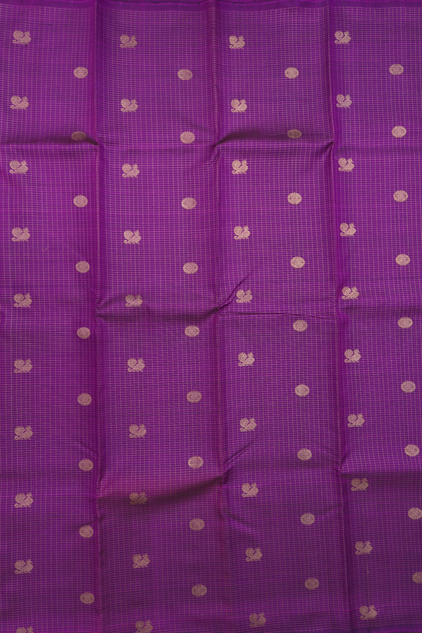 Kanchipuram Silk Saree In Grape Purple With Checks Design