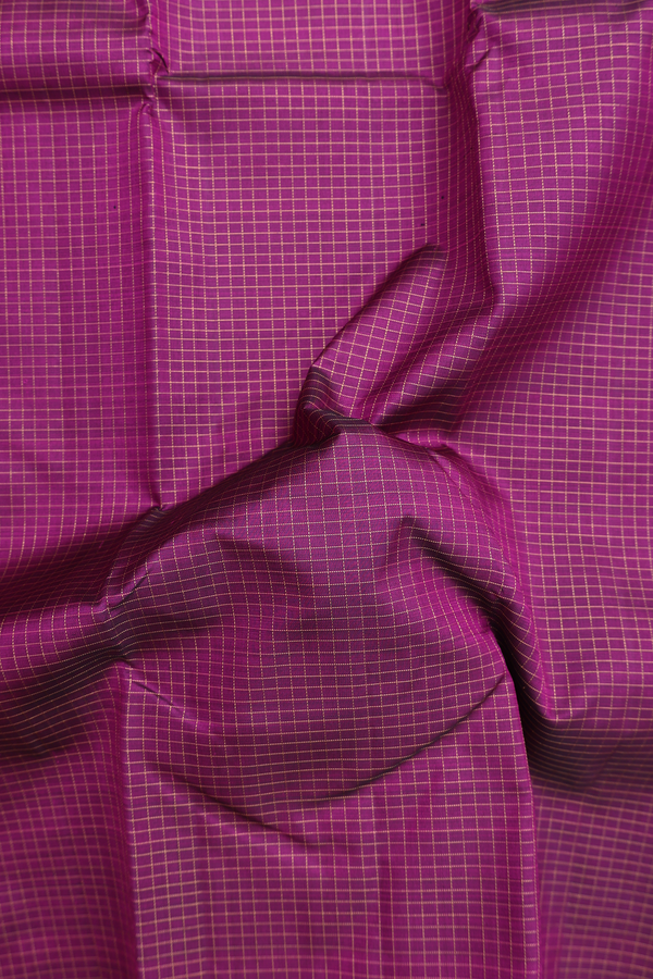 Kanchipuram Silk Saree In Grape Purple With Checks Design
