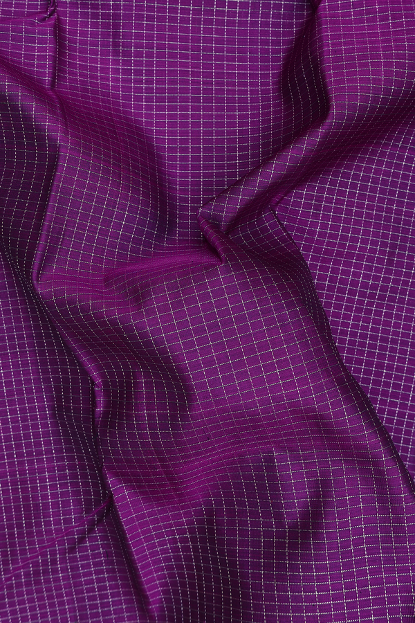 Kanchipuram Silk Saree In Grape Purple With Checks Design