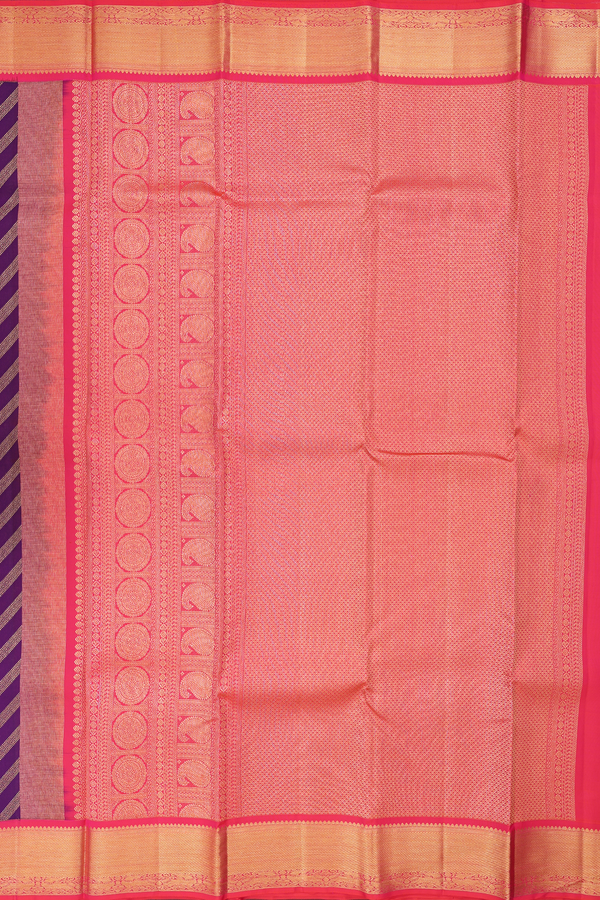 Kanchipuram Silk Saree In Grape Purple With Diagonal Design