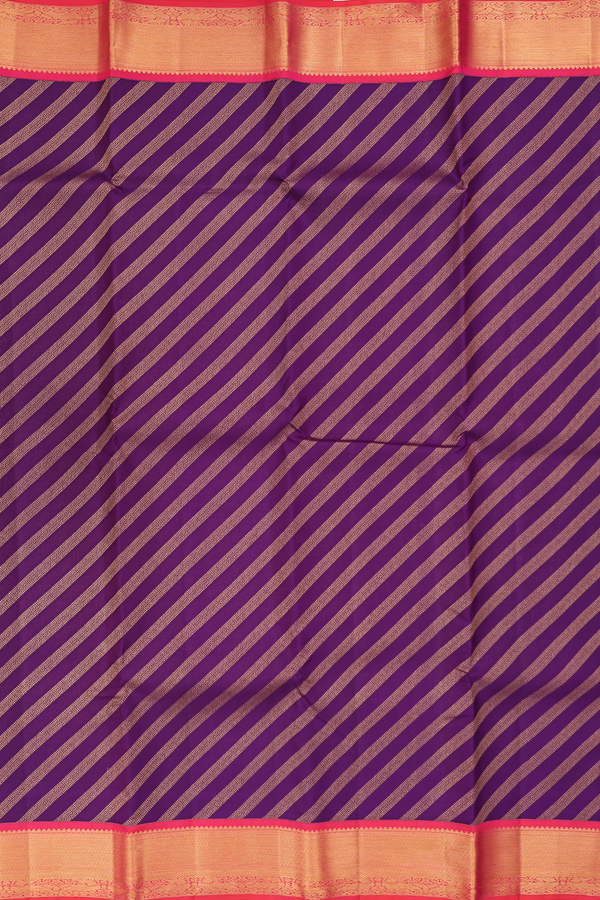 Kanchipuram Silk Saree In Grape Purple With Diagonal Design