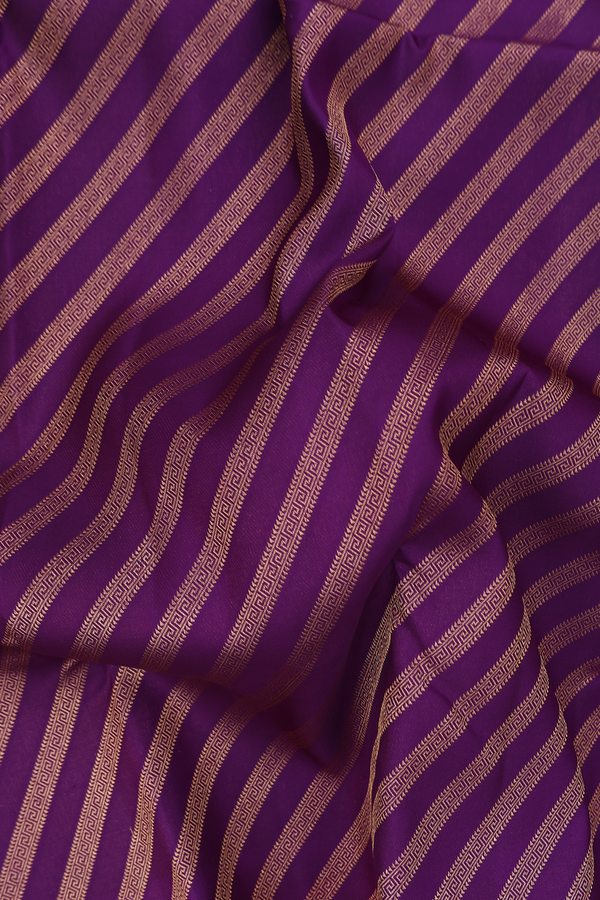 Kanchipuram Silk Saree In Grape Purple With Diagonal Design
